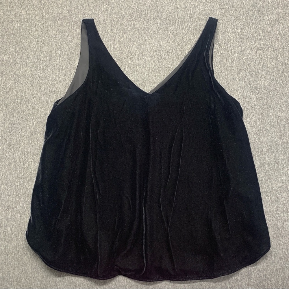 Loft Women’s Black Soft Velvet Sleeveless V-neck Top - Size L